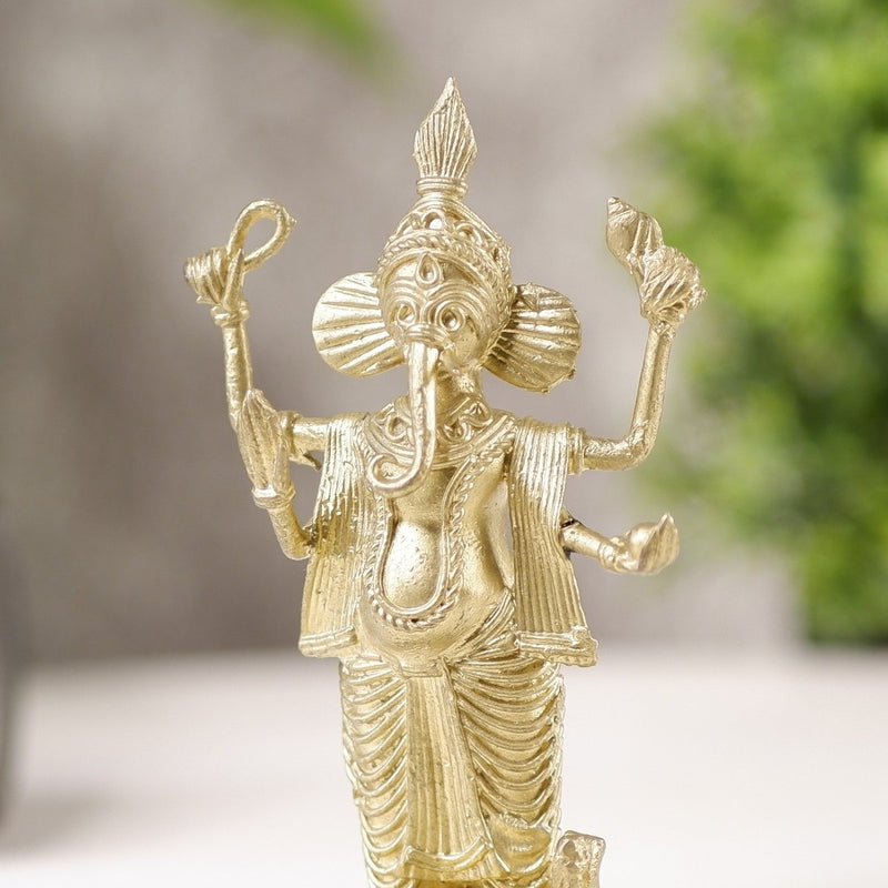 Dokra Ganesh: Brass Tabletop Masterpiece for Unique Home Decor-3