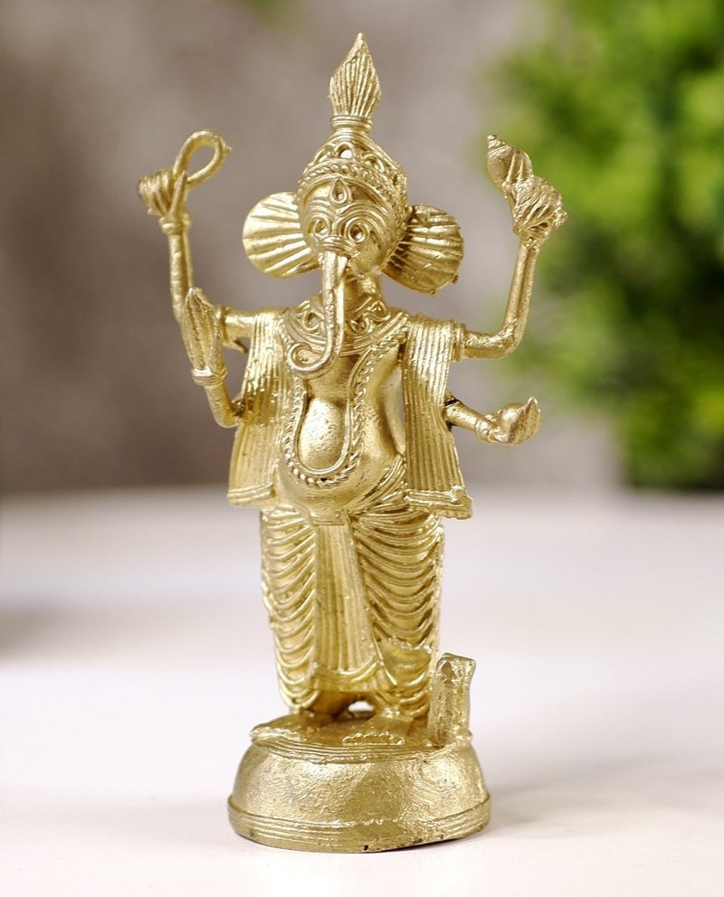 Dokra Ganesh: Brass Tabletop Masterpiece for Unique Home Decor-1