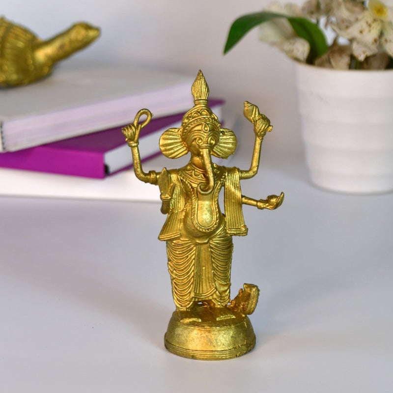Dokra Ganesh: Brass Tabletop Masterpiece for Unique Home Decor-0