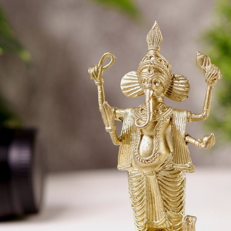 Dokra Ganesh: Brass Tabletop Masterpiece for Unique Home Decor-2