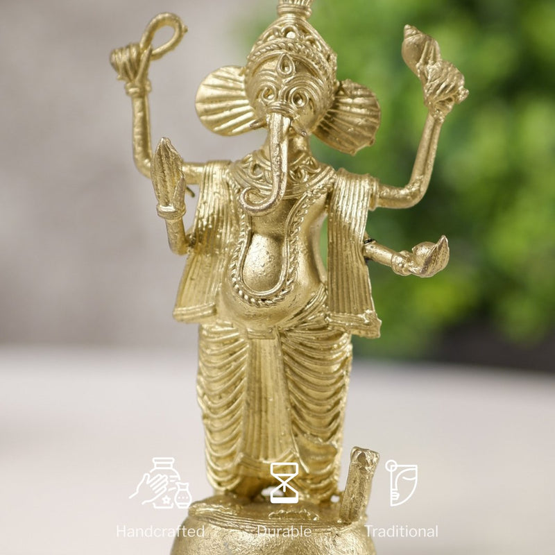 Dokra Ganesh: Brass Tabletop Masterpiece for Unique Home Decor-5